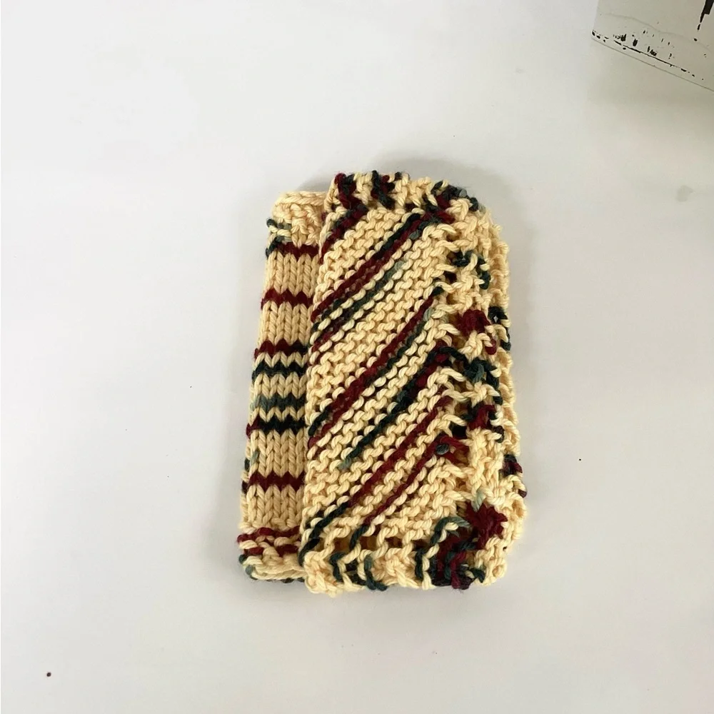 Baby Washcloth Hand Crafted Yellow Maroon Green Cotton Gift Bath Essentials